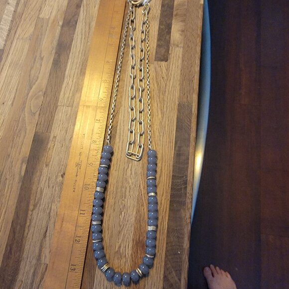 Meghan Browne Style Dot Gray Layered Look Bead & Chain Necklace - Picture 10 of 15